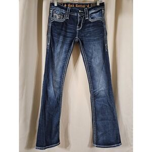 Rock Revival Betty Easy Boot Cut Jeans Womens Size 25 Bling Western Rodeo